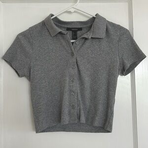 Forever 21 Grey Buttoned Crop Top